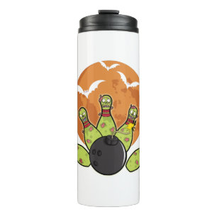 Halloween Bowling Zombie Pins Fledermäuse Bowler G Thermosbecher
