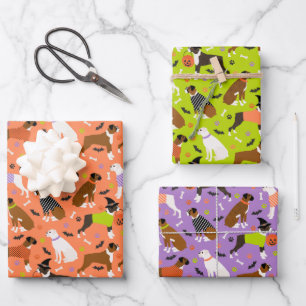 Halloween Boxer Dog Geschenkpapier Set