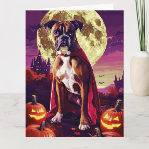 Halloween Boxer Dog Vampire Pumpkins Beängstigend Karte