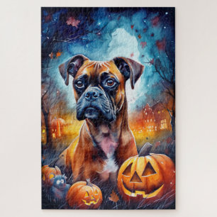 Halloween-Boxer mit Kürbissen Gruselig Puzzle