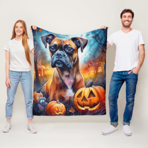 Halloween Boxer mit Pumpkins Beängstigend Fleecedecke