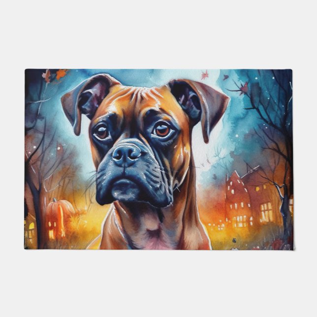 Halloween Boxer mit Pumpkins Beängstigend Fußmatte (Vorderseite)