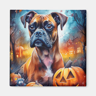 Halloween Boxer mit Pumpkins Beängstigend Magnet