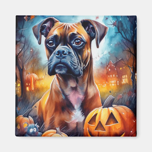 Halloween Boxer mit Pumpkins Beängstigend Magnet (Vorne)