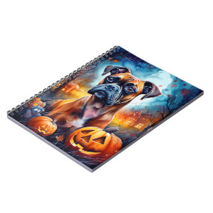 Halloween Boxer mit Pumpkins Beängstigend Notizblock