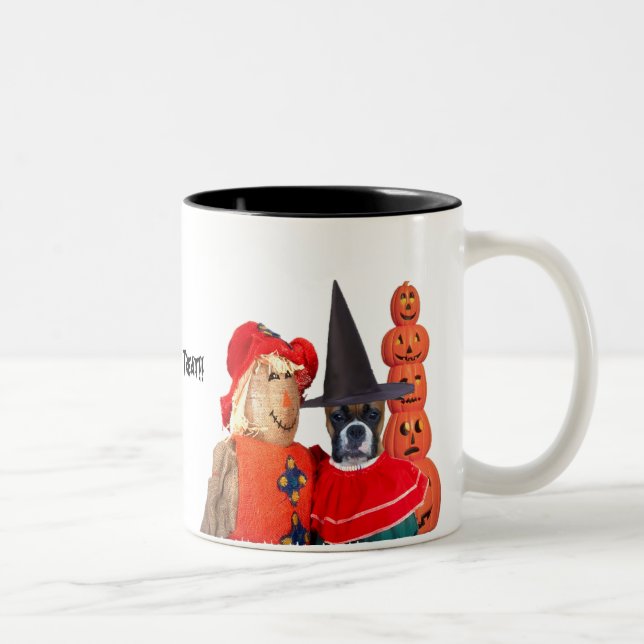 Halloween-Boxer-Tasse Zweifarbige Tasse (Rechts)