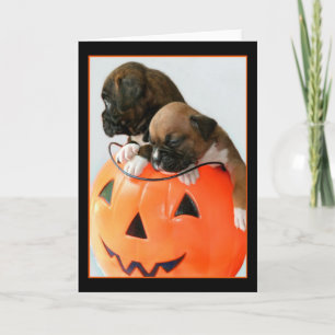 Halloween Boxer Welpen Grußkarte Karte