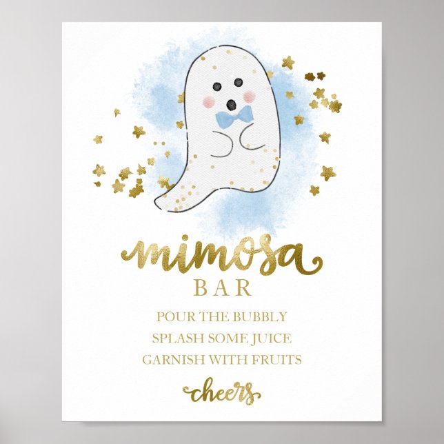 Halloween Boy Baby Shower Mimosa Bar Sign Poster (Vorne)