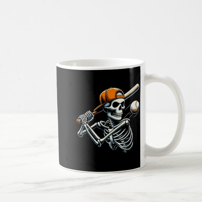 Halloween Boys Batting Skeleton Baseball  Kaffeetasse (Rechts)