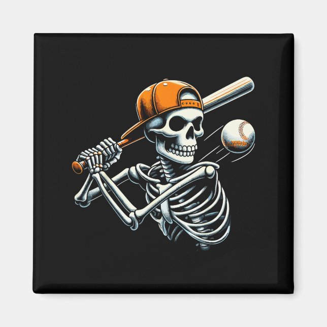 Halloween Boys Batting Skeleton Baseball  Magnet (Vorne)