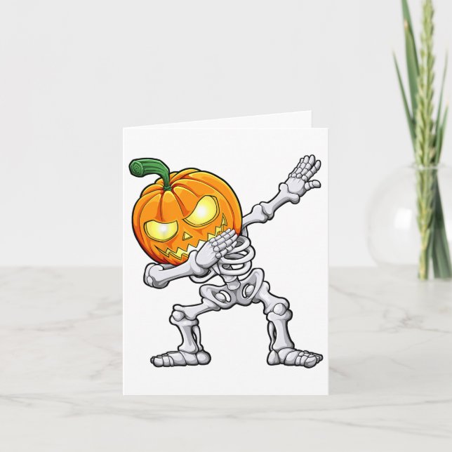 Halloween Boys Dabbing Skeleton Beängstigend Pumpk Karte (Vorderseite)