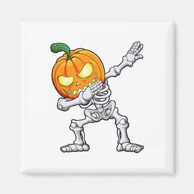 Halloween Boys Dabbing Skeleton Beängstigend Pumpk Magnet (Vorne)