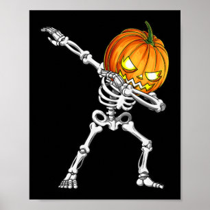 Halloween Boys Dabbing Skeleton Beängstigend Pumpk Poster