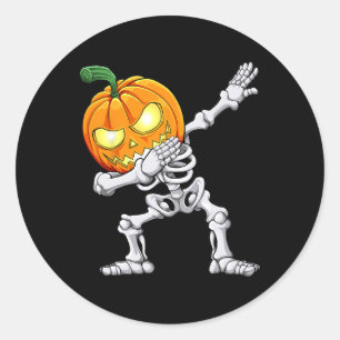 Halloween Boys Dabbing Skeleton Beängstigend Pumpk Runder Aufkleber