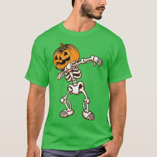Halloween Boys Dabbing Skeleton Beängstigend Pumpk T-Shirt