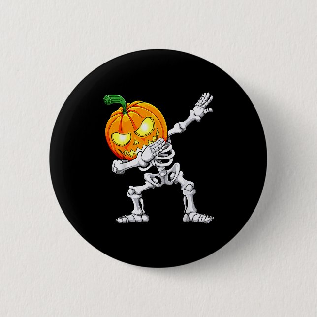 Halloween Boys Dabbing Skeleton Y Pumpkin Jack O L Button (Vorderseite)