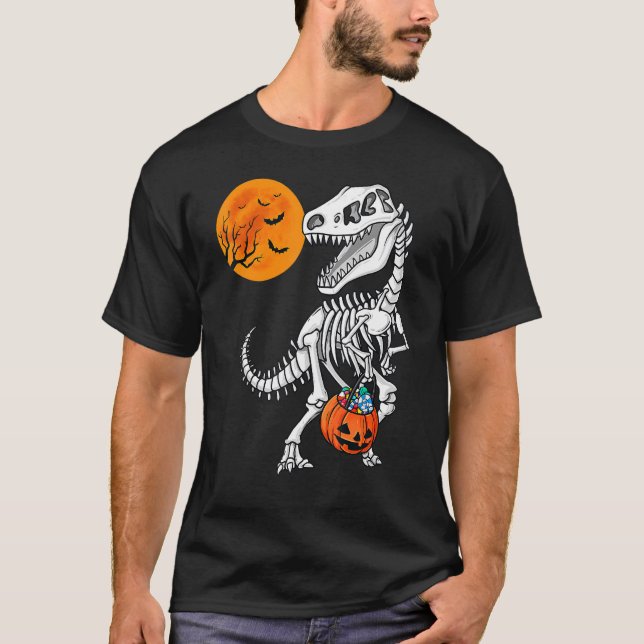 Halloween Boys Dinosaur Skeleton Rex Beängstigend  T-Shirt (Vorderseite)