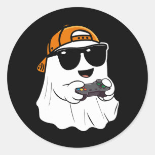 Halloween Boys Kids Ghost Gamer Beängstigend Costu Runder Aufkleber