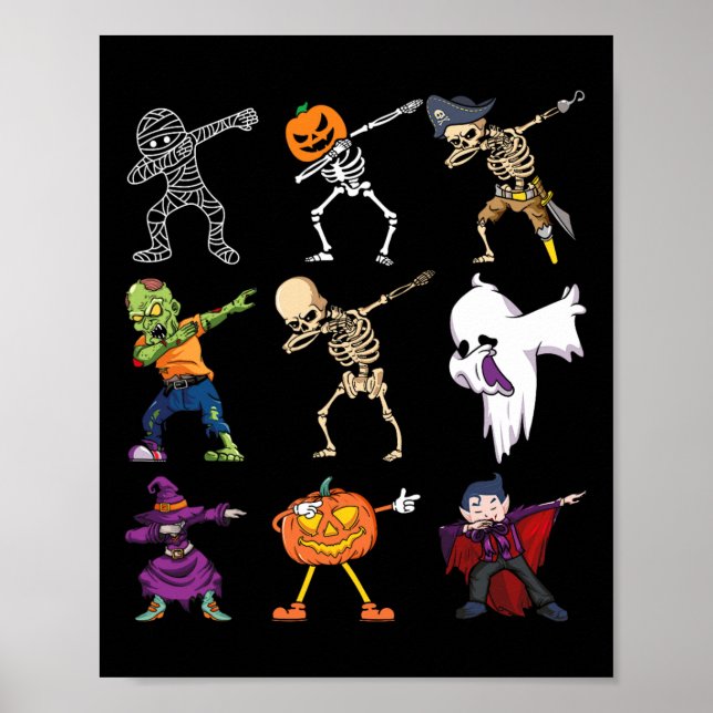 Halloween Boys Skeleton Zombie Beängstigend Pumpki Poster (Vorne)
