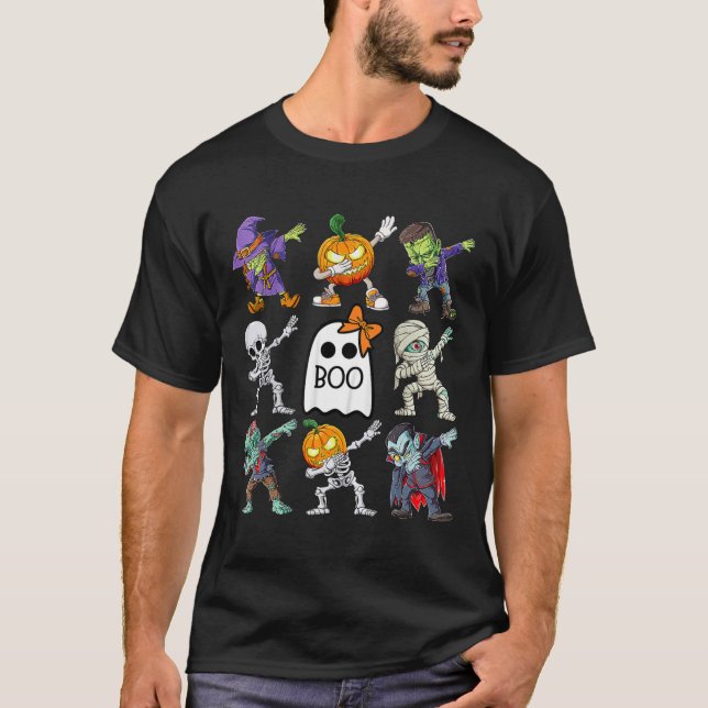 Halloween Boys Skeleton Zombie Pumpkin Unique Boo T-Shirt (Vorderseite)