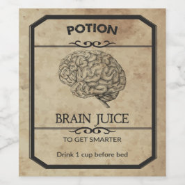 Halloween Brain Juice Apothekary Wine Label Weinetikett