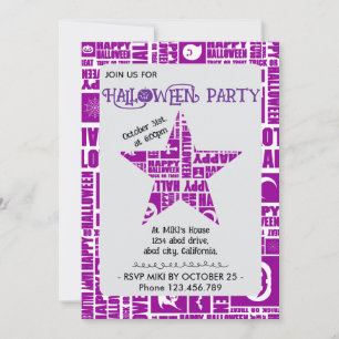 Halloween Brauch Coole Whimsische Typografie Lila Einladung