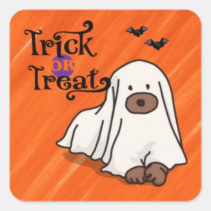 Halloween Brauch Skurril Lustiger Orangefarbener H Quadratischer Aufkleber