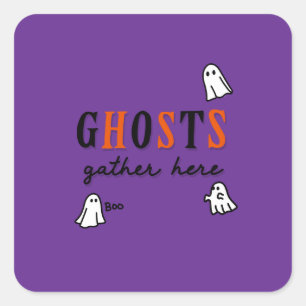 Halloween Brauch Whimsical Lustig Modern Violett Quadratischer Aufkleber