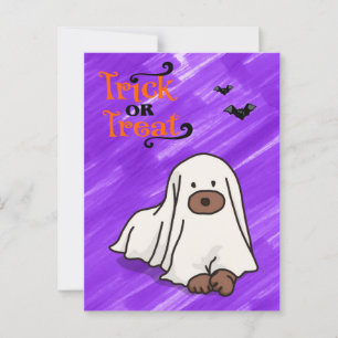 Halloween Brauch Whimsical Süßer Geist Hund Lila  Postkarte