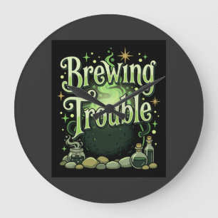 Halloween Brauen Ärger Hexenkessel Potion De Große Wanduhr