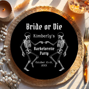 Halloween Braut oder stirb Skelett Junggesellinnen Pappteller