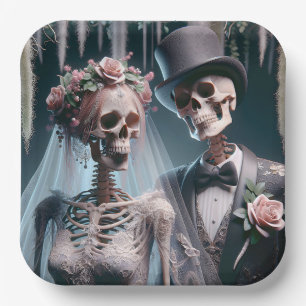 Halloween Braut und Bräutigam Pappteller