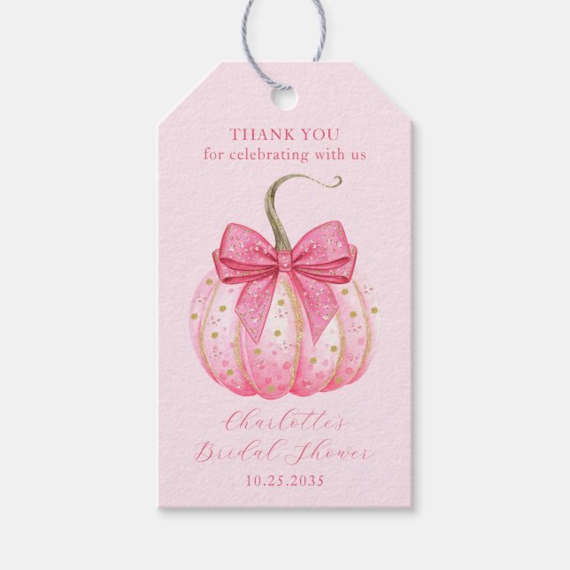 Halloween Brautparty Pink Pumpkin Vielen Dank Geschenkanhänger (Vorderseite)