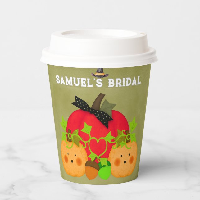 Halloween Brautparty Pumpkin Couple Paper Cup Pappbecher (Vorderseite)