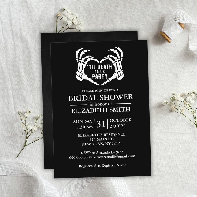 Halloween Brautparty - Til Death Do us us Party Einladung (Til Death Do Us Party Halloween Bridal Shower Invitation
)