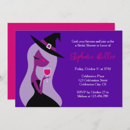 Halloween Brautparty Wein Rosa Lila Einladung