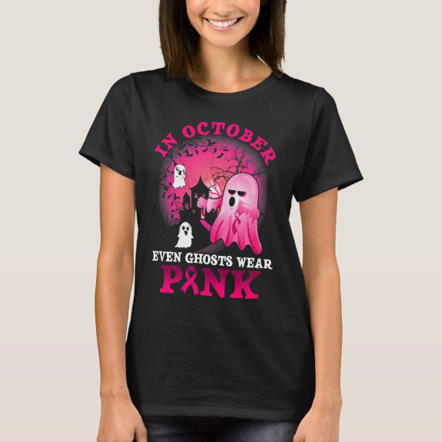 halloween breast cancer pink ghost T-Shirt (Vorderseite)