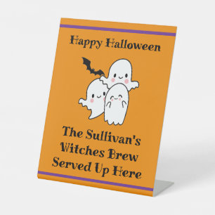 Halloween Brew Booze Personalize Ghost Bat Orange Sockelschild