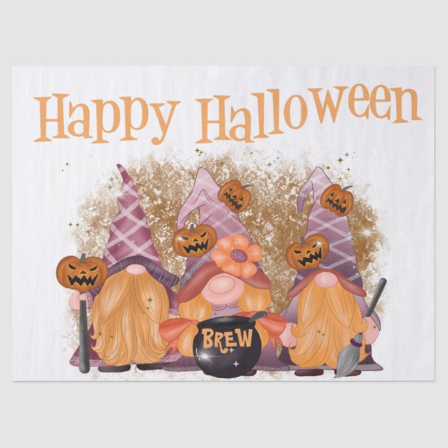 Halloween Brew Watercolor Gnomes Seidenpapier (Vorderseite)