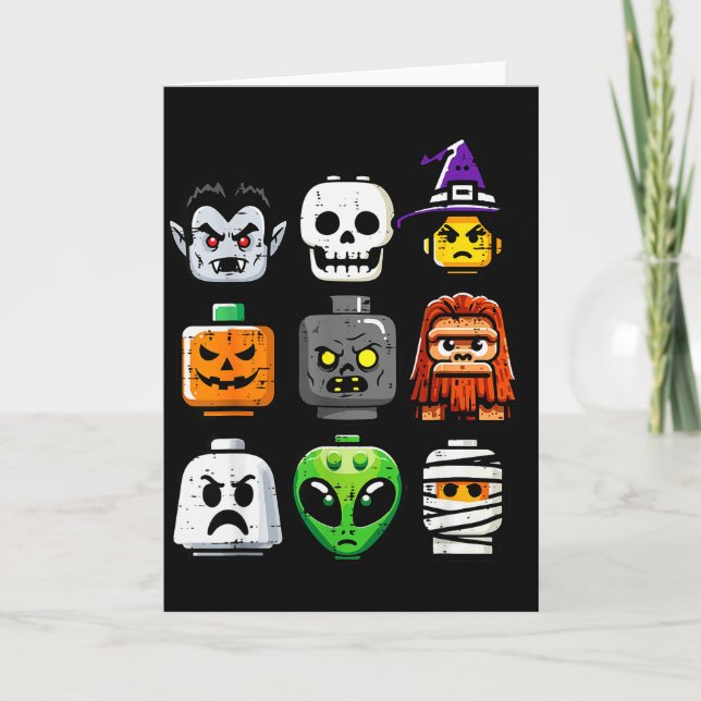 Halloween Brick Pumpkin Ghost Heads Costume Boys K Karte (Vorderseite)