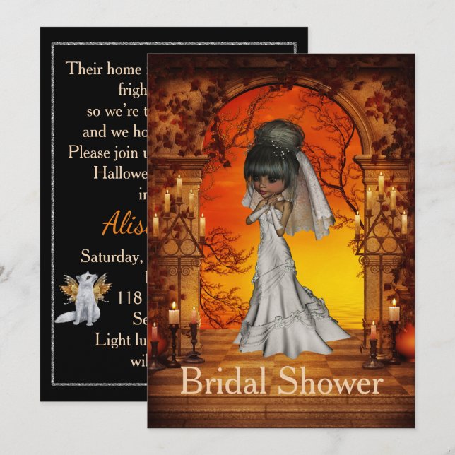 Halloween Bridal Dusche Einladung (Vorne/Hinten)