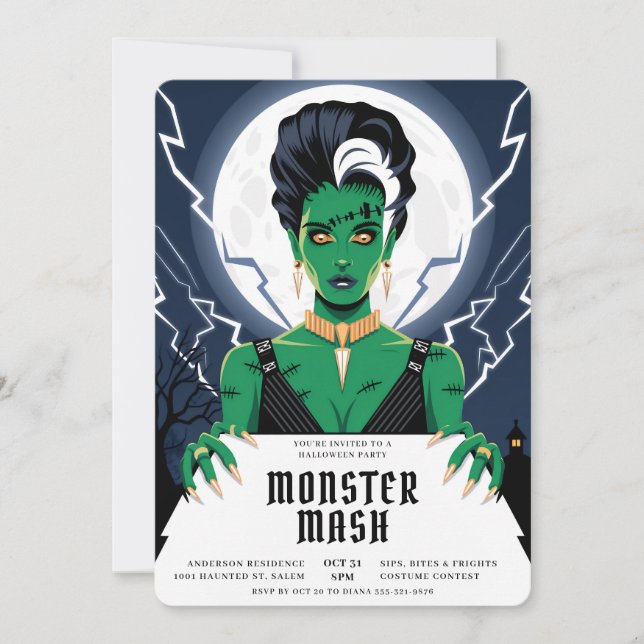 Halloween Bride Frankenstein Monster Bash Einladung (Vorderseite)