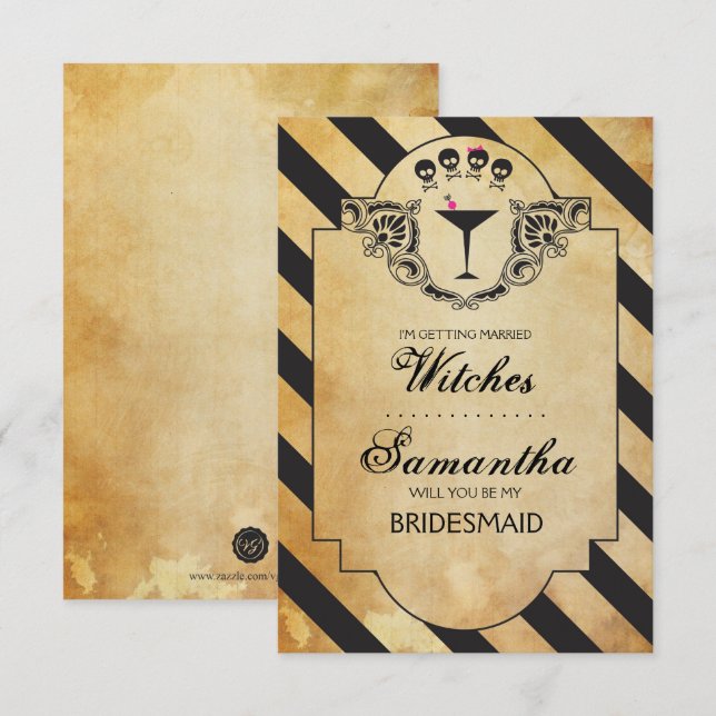 Halloween Bridesmaid Vorschlag Einladung ~ Funny (Vorne/Hinten)