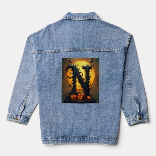 Halloween Brief N Einzelner Träne Jeansjacke (Rückseite)