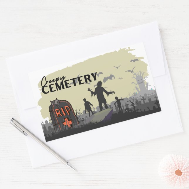 Halloween Briefmarke Collection "Creepy Friedhof" Rechteckiger Aufkleber (Umschlag)