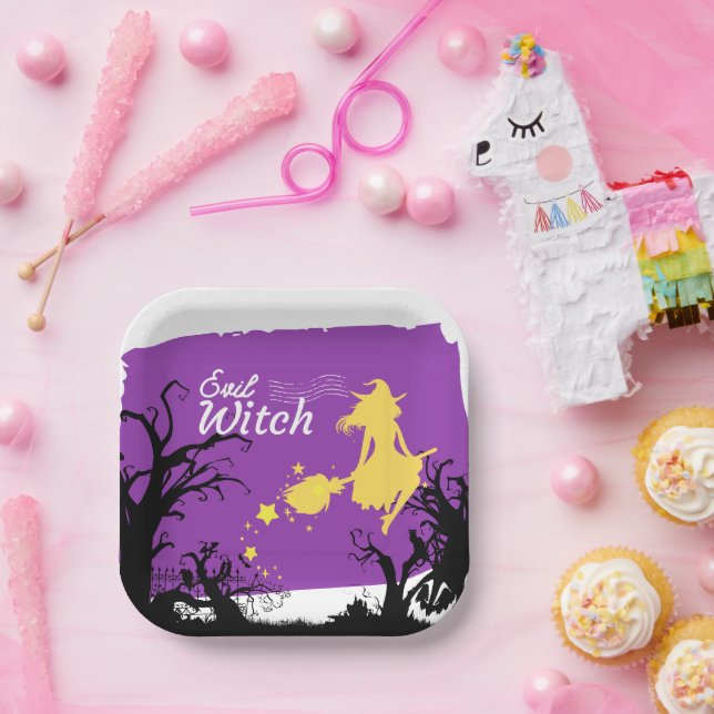 Halloween Briefmarke Collection "Evil Hexe" Pappteller (Party)