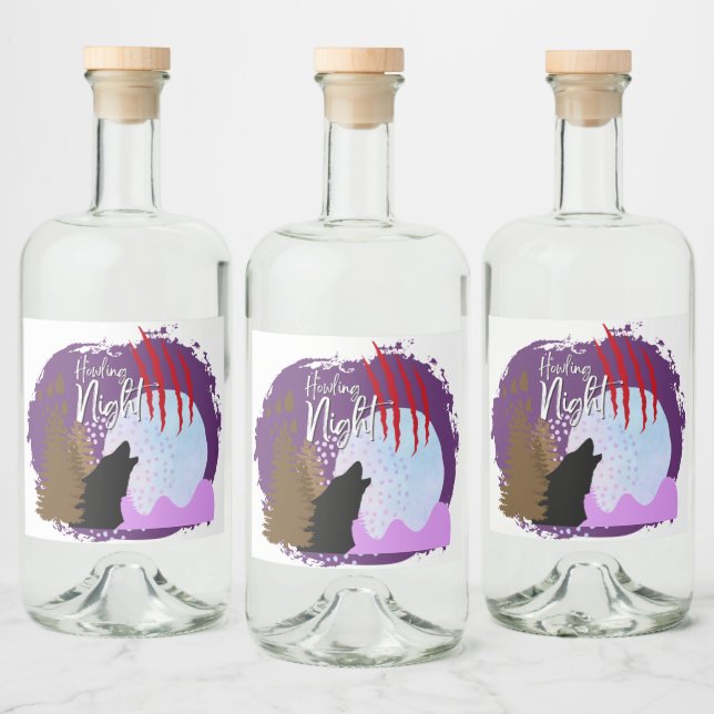 Halloween Briefmarke Collection "Howling Night" Alkoholflaschenetikett (Flaschen)