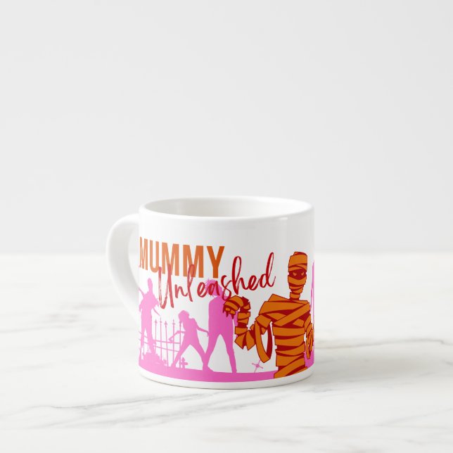 Halloween Briefmarke Collection "Mummy Unleashed" Espressotasse (Vorderseite Links)