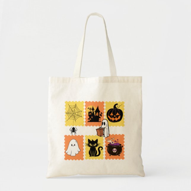 Halloween Briefmarke Collection - Niedlich Spooky  Tragetasche (Vorne)