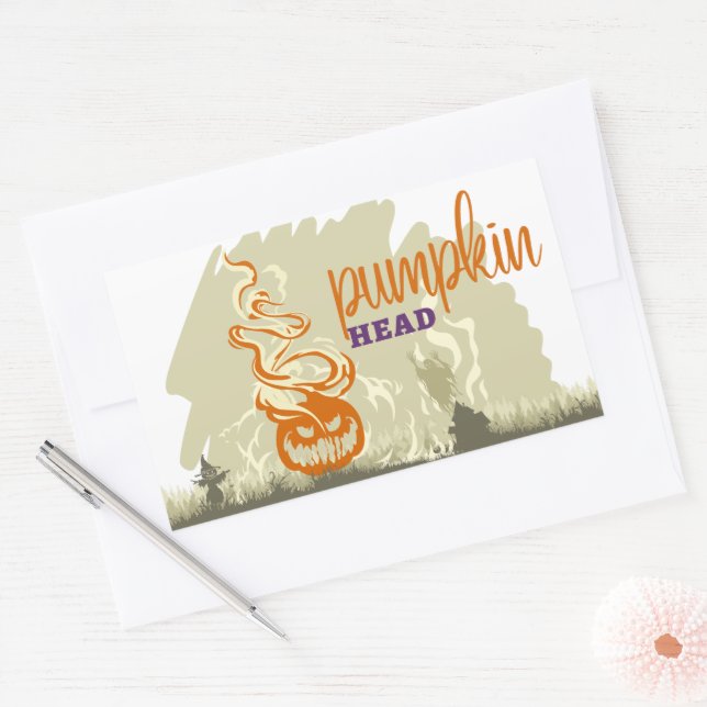 Halloween Briefmarke Collection "Pumpkinhead" Rechteckiger Aufkleber (Umschlag)